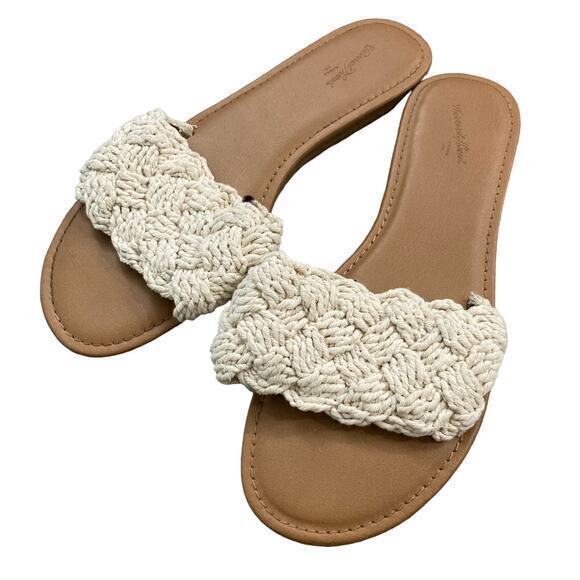Universal Thread Women's Rosie Woven Slide Sandals Beige Size 8 Casual Spring - Picture 2 of 11